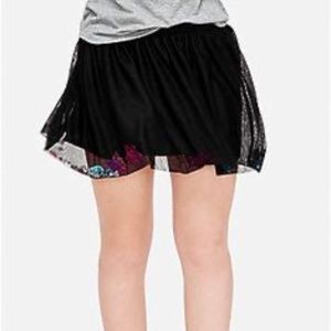JUSTICE Girls Black Tutu Skort Embellished Hem XL